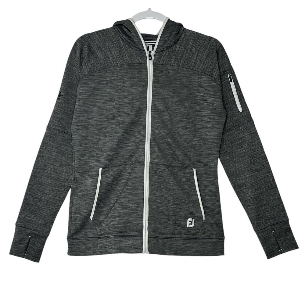 FJ Footjoy Jacket Women Medium Gray Stretch Golf Zip Up Workout Athleisure